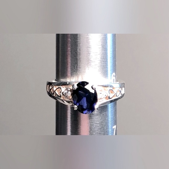 ❤️HP❤️Sterling Silver Blue Sapphire and White CZ’s Ring - Picture 10 of 10